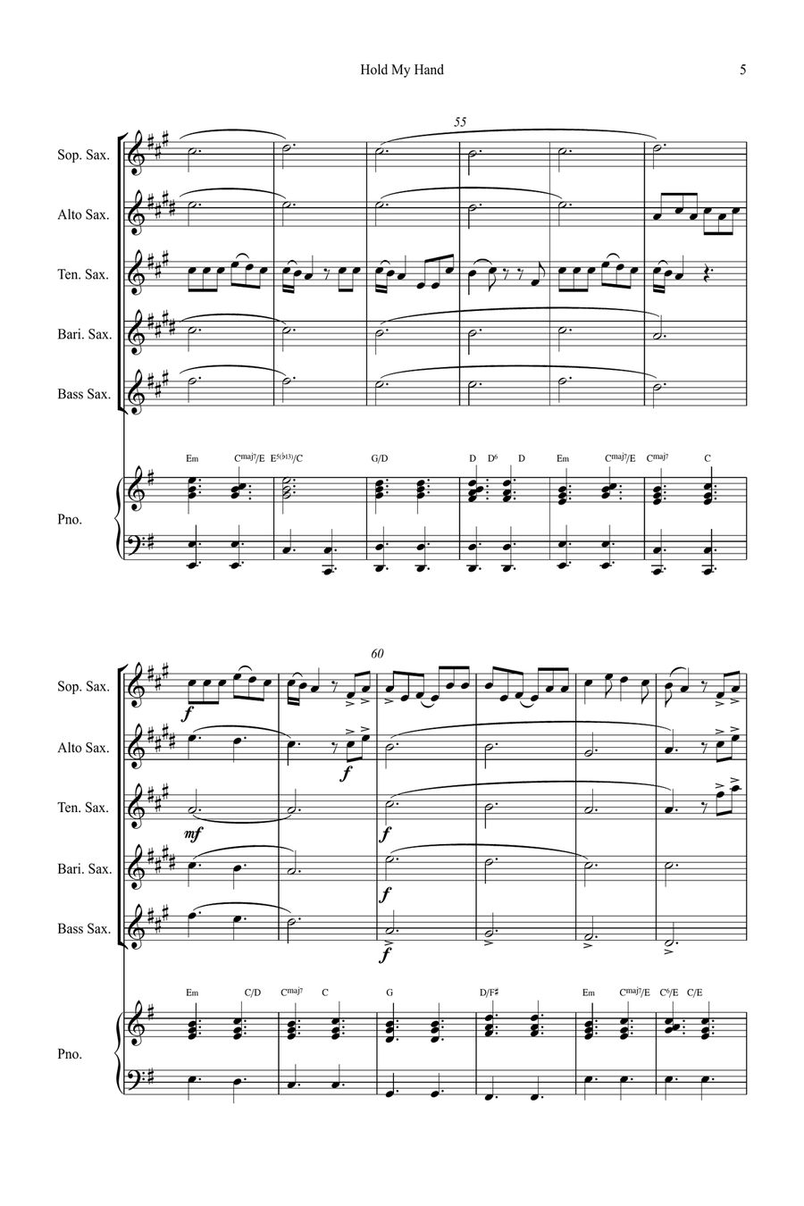 Hold My Hand Hold My Hand Small Ensemble scores gallery preview page 5