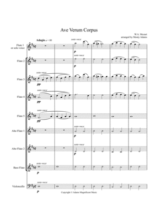 Ave Verum Corpus - Mozart for flute choir or solo voice and flute choir