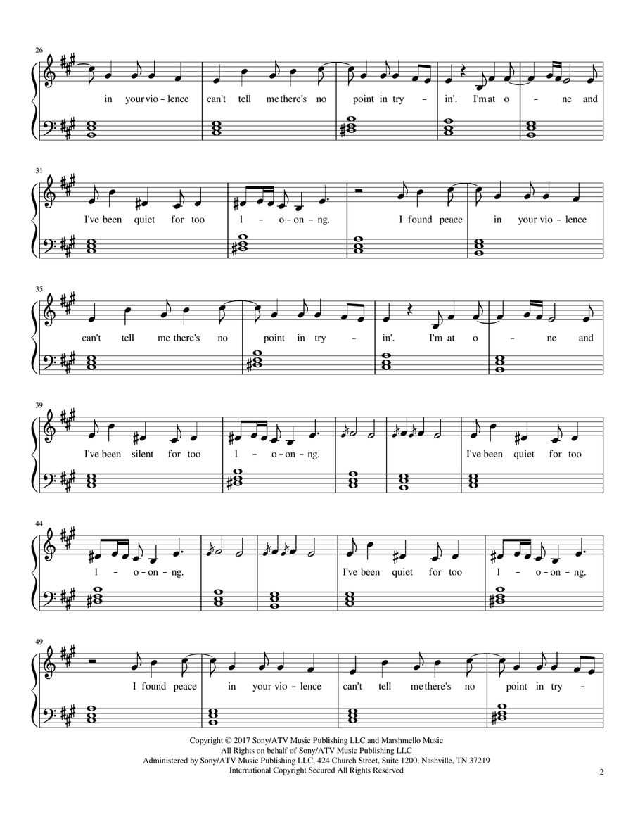Silence Piano Solo scores gallery preview page 2