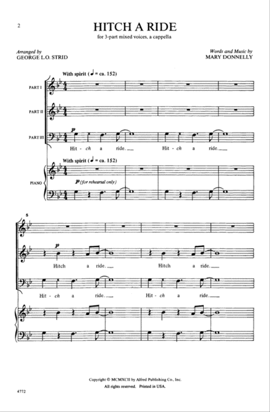 Hitch a Ride A Cappella scores gallery preview page 1