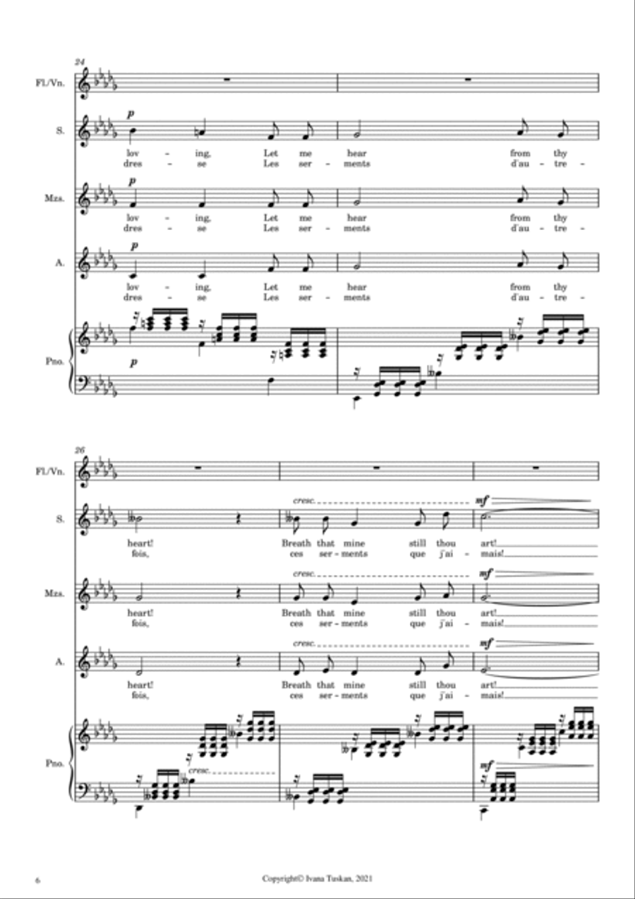 My Heart at Thy Dear Voice (Mon coeur) from Samson & Dalilah SSA, piano, flute or violin SSA scores gallery preview page 6