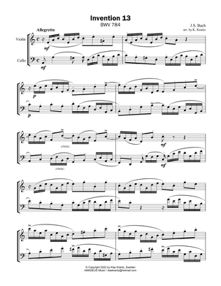 Invention No. 13, A Minor for violin and cello