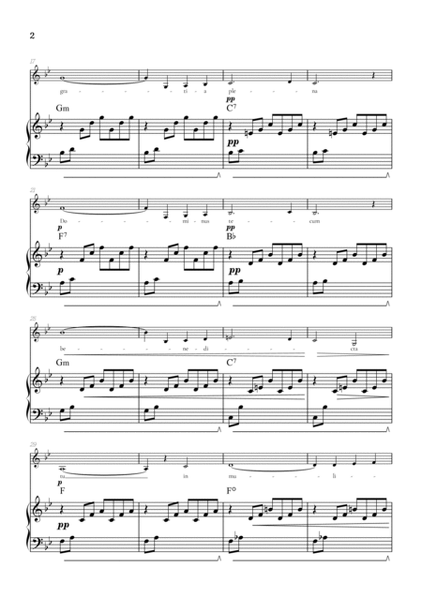 Bach / Gounod Ave Maria in B flat [Bb] • contralto sheet music with piano accompaniment and chords