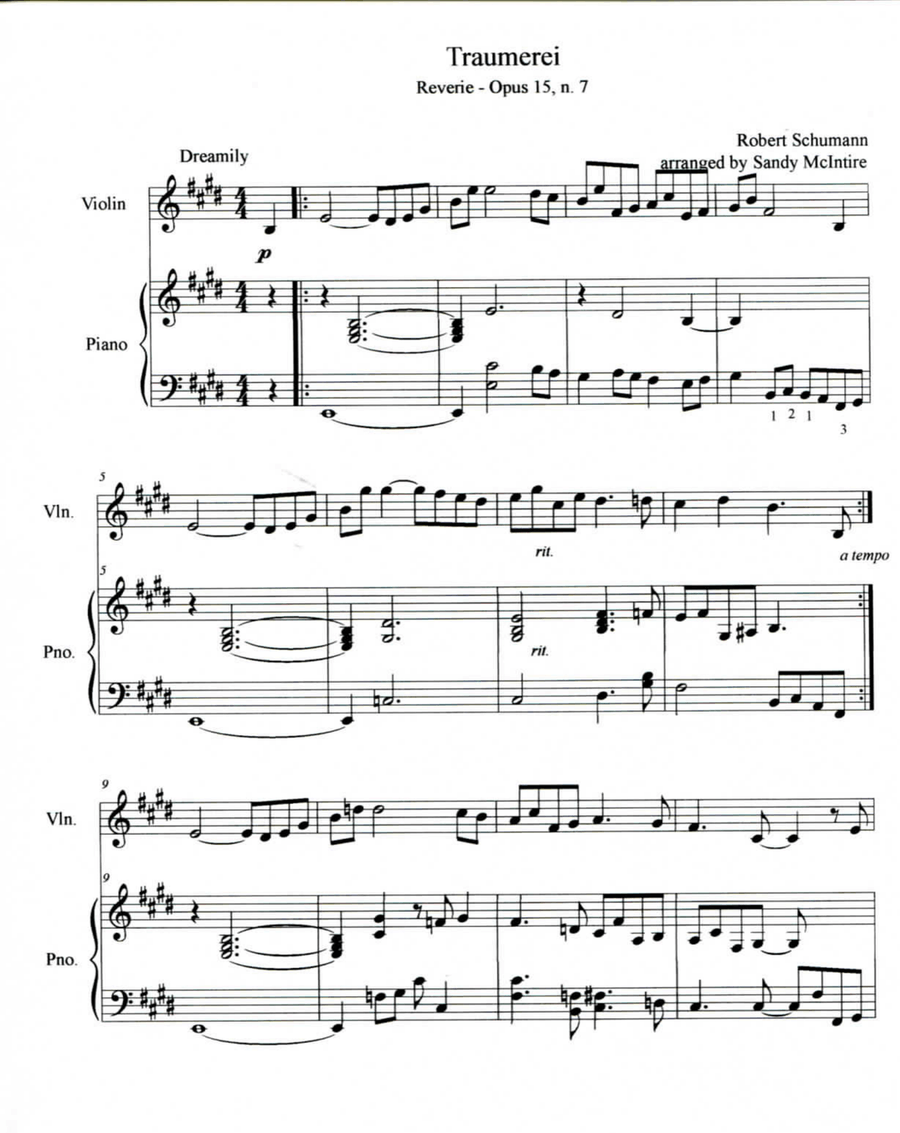 Traumerei (Reverie) Violin Solo scores gallery preview page 1