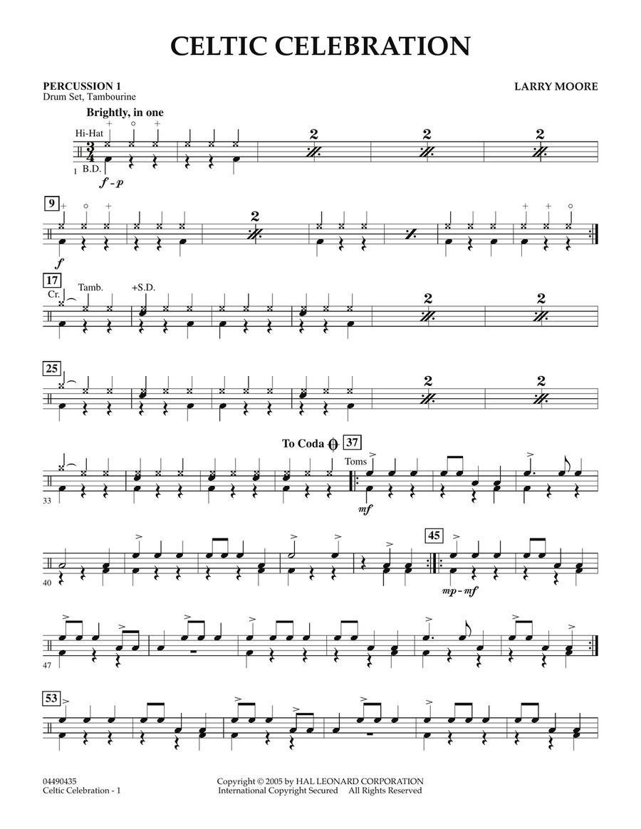 Celtic Celebration - Percussion 1 Orchestra scores gallery preview page 1