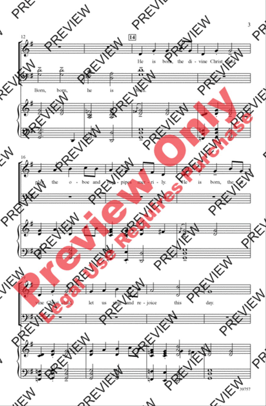 He Is Born 4-Part scores gallery preview page 3