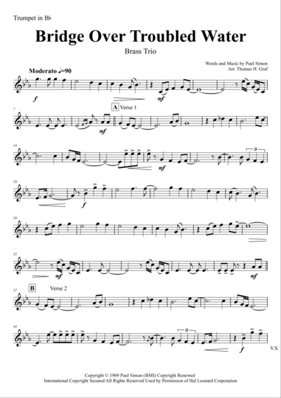 Bridge Over Troubled Water Brass Trio scores gallery preview page 4