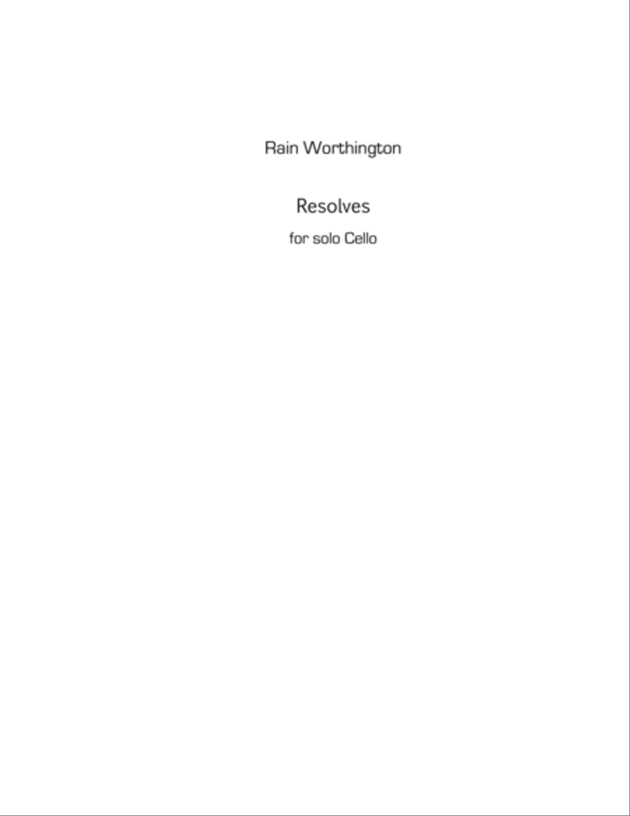 Resolves – for solo cello Cello Solo scores gallery preview page 1