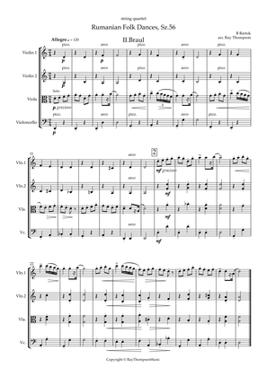 Bartók: Rumanian Folk Dances Sz.56 2. Braul - string quartet