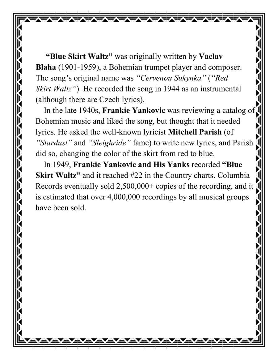 Blue skirt waltz sheet music clearance