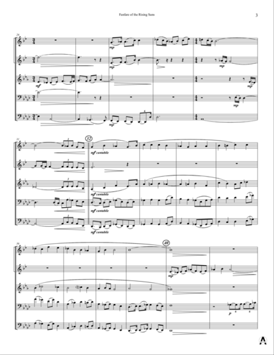 Fanfare of the Rising Suns Brass Quintet scores gallery preview page 5