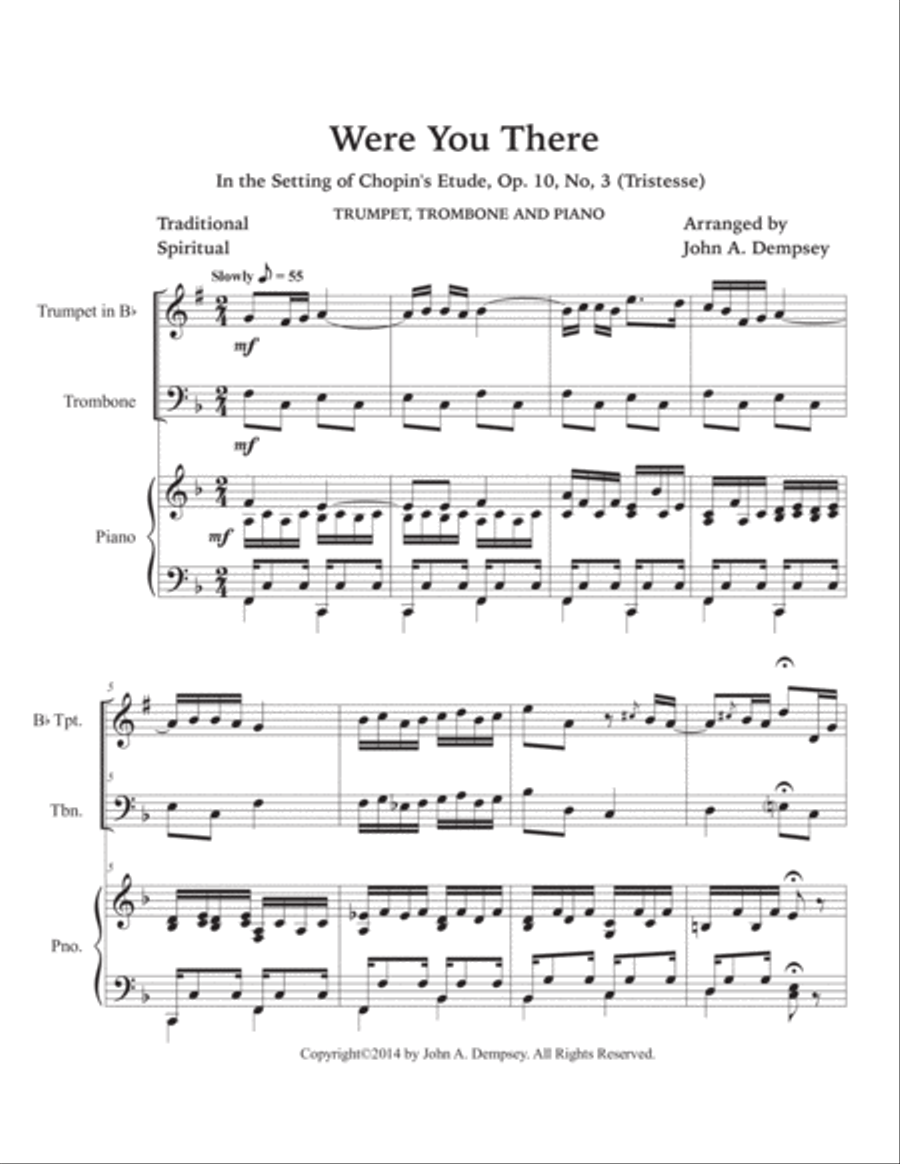 Were You There (Trio for Trumpet, Trombone and Piano) Brass Trio scores gallery preview page 5