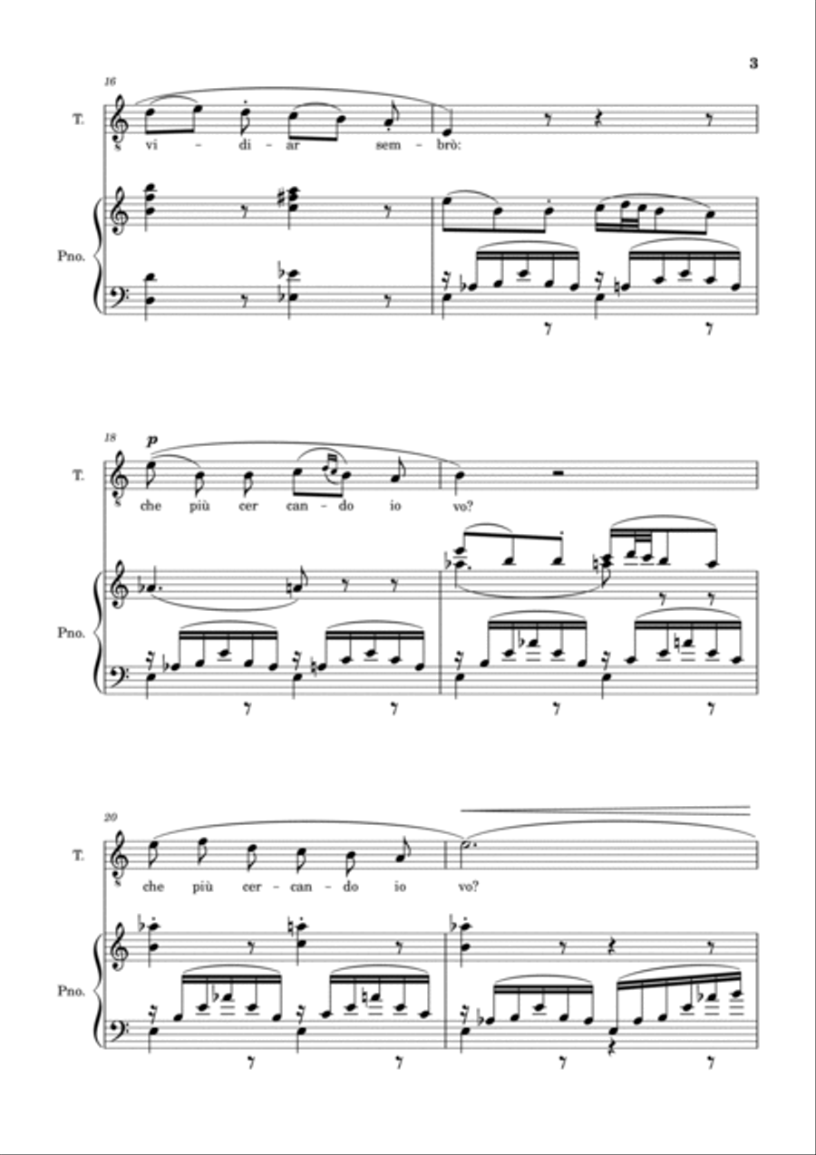 Una Furtiva Lagrima (Tenor in Am) Piano, Vocal, Guitar scores gallery preview page 3