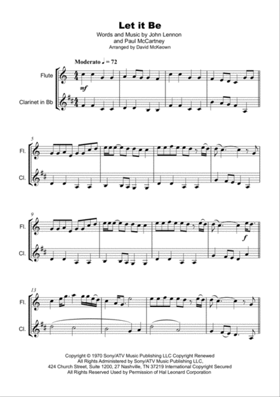 Let It Be Woodwind Duet scores gallery preview page 2