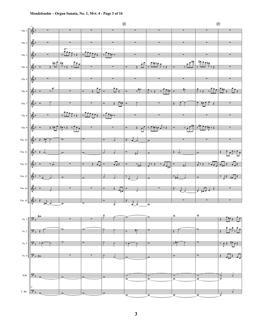 Felix Mendelssohn - Organ Sonata No. 1, Mvt. 4 (String Orchestra) String Orchestra scores gallery preview page 3
