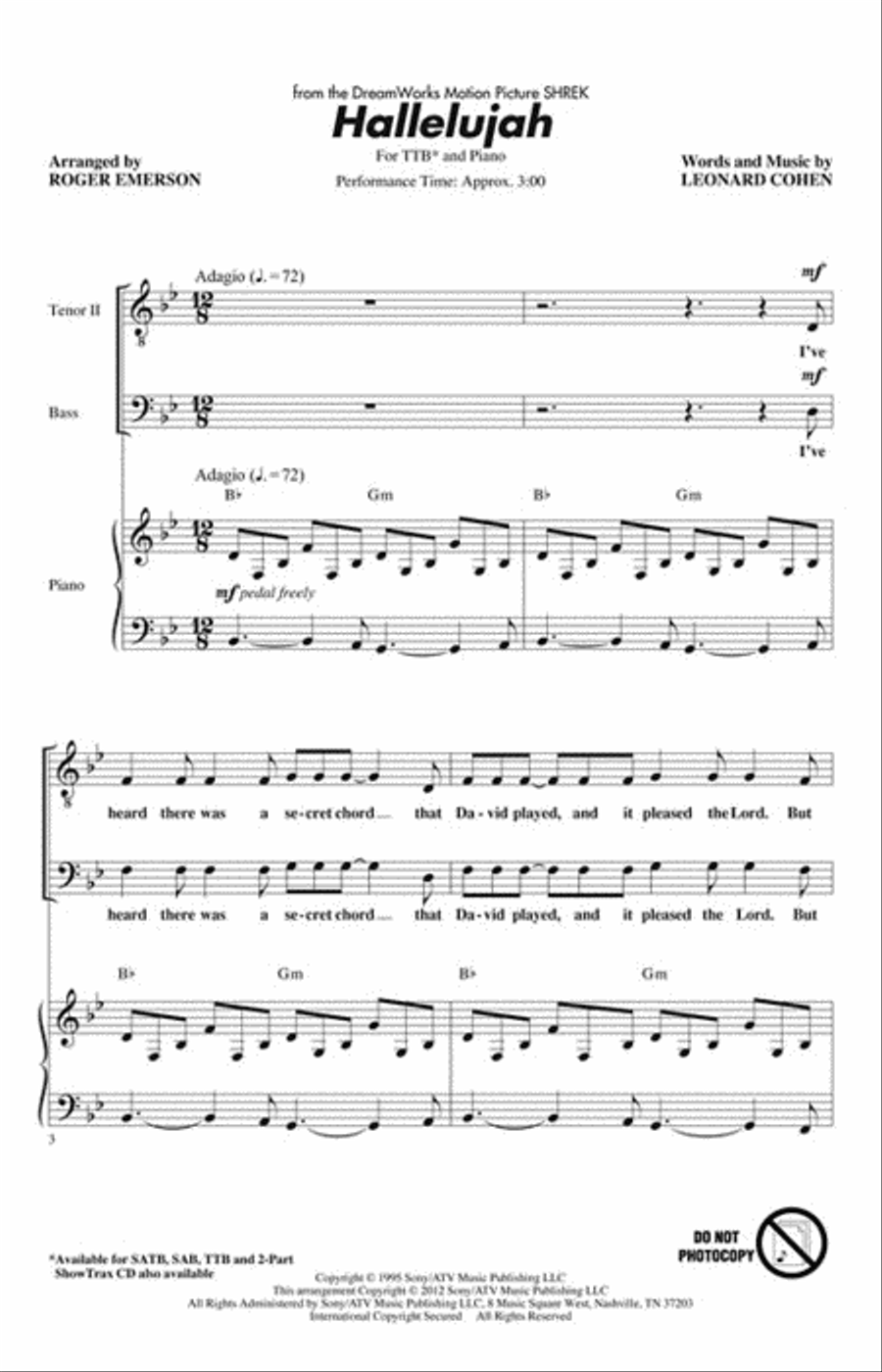 Hallelujah TTB scores gallery preview page 2