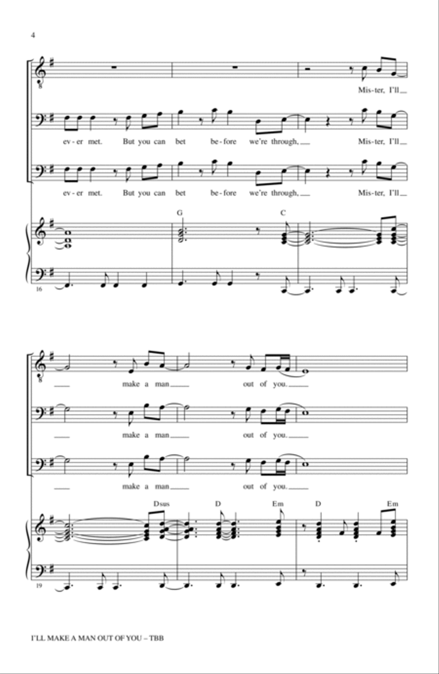 I'll Make A Man Out Of You (from Mulan) (arr. Roger Emerson) 3-Part scores gallery preview page 3