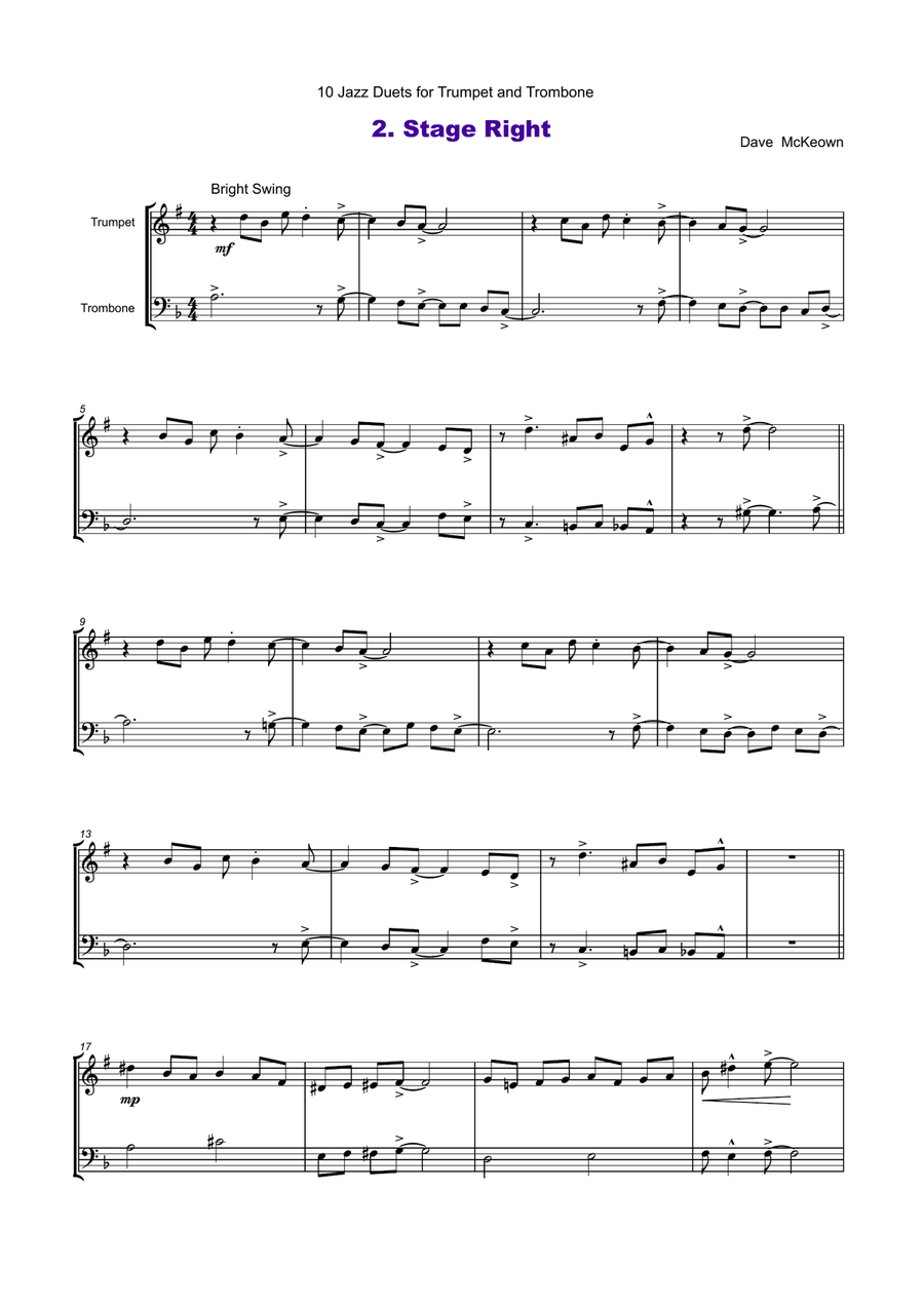 10 Jazz Duets for Trumpet and Trombone Brass Duet scores gallery preview page 3