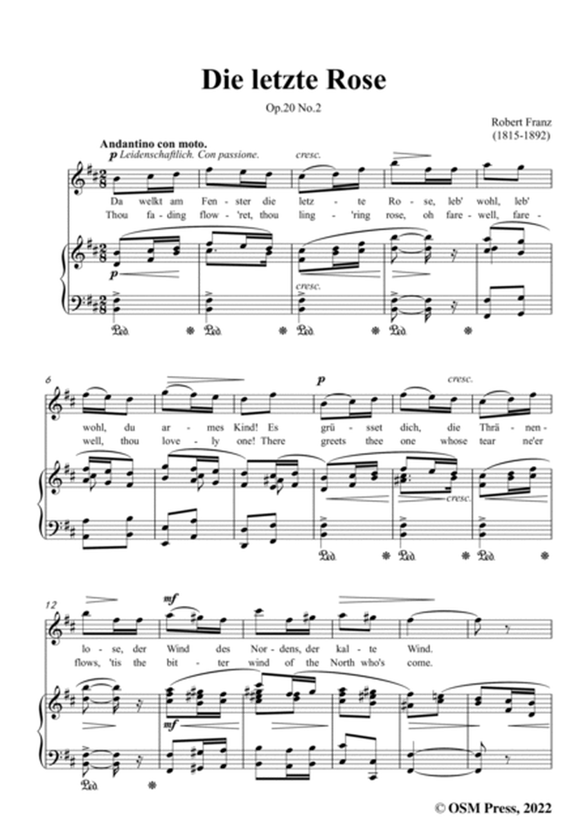 Franz-Die letzte Rose,in b minor,Op.20 No.2,for Voice and Piano image number null