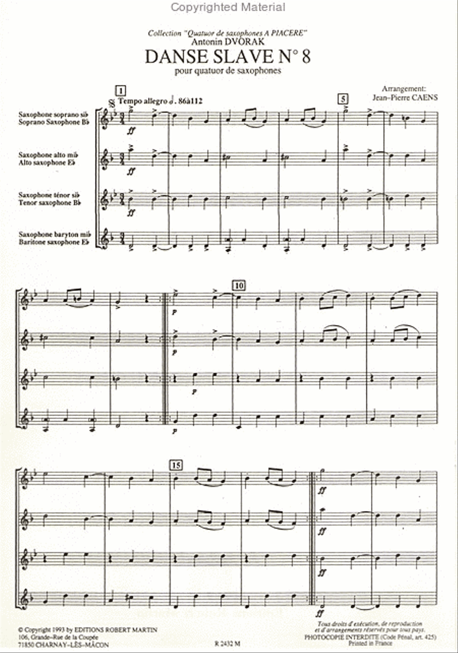 Danse slave n°8, pour saxophone