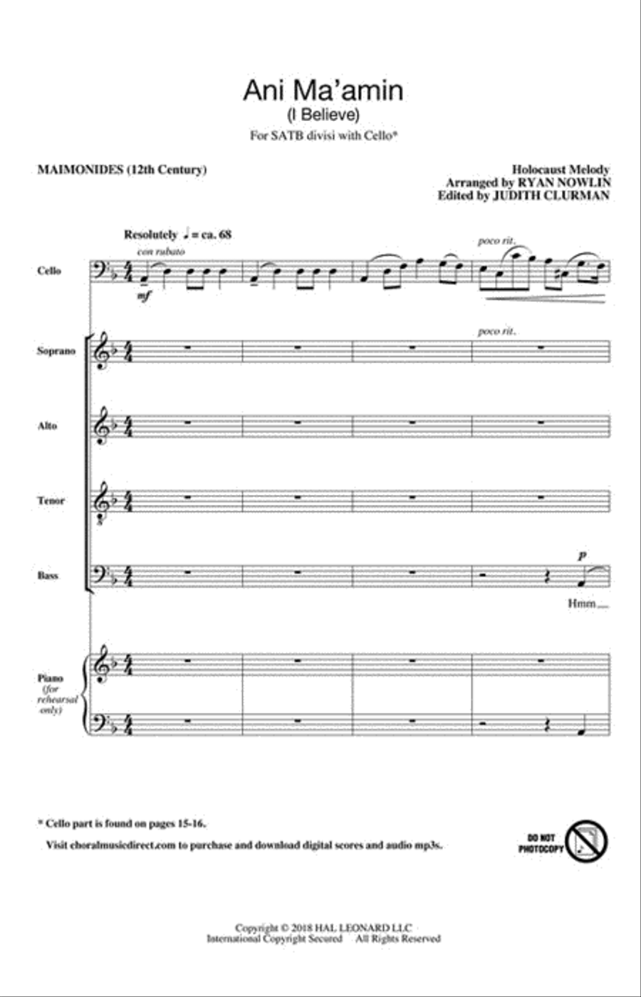 Ani Ma'amin 4-Part scores gallery preview page 2