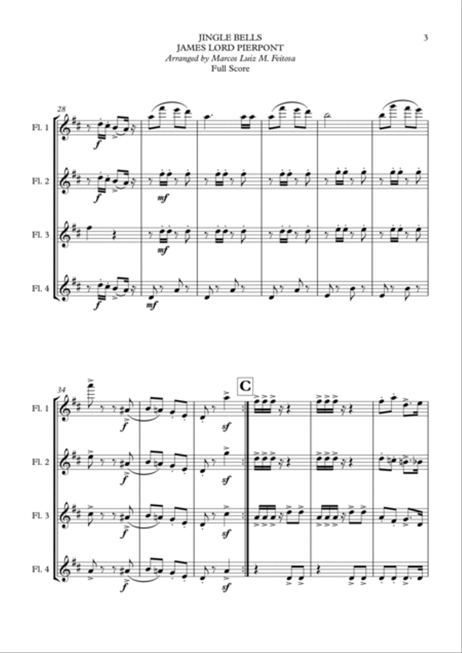 Jingle Bells - Flute Quartet Flute Quartet scores gallery preview page 5