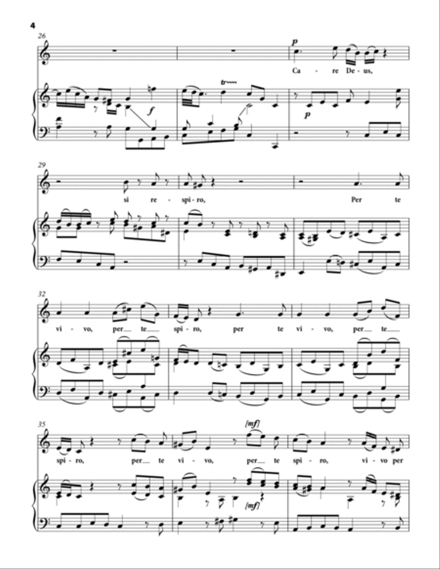 JOMMELLI Niccolò: Care Deus si respiro, motet, arranged for Voice and Piano (A minor–C major–A Medium Voice scores gallery preview page 4