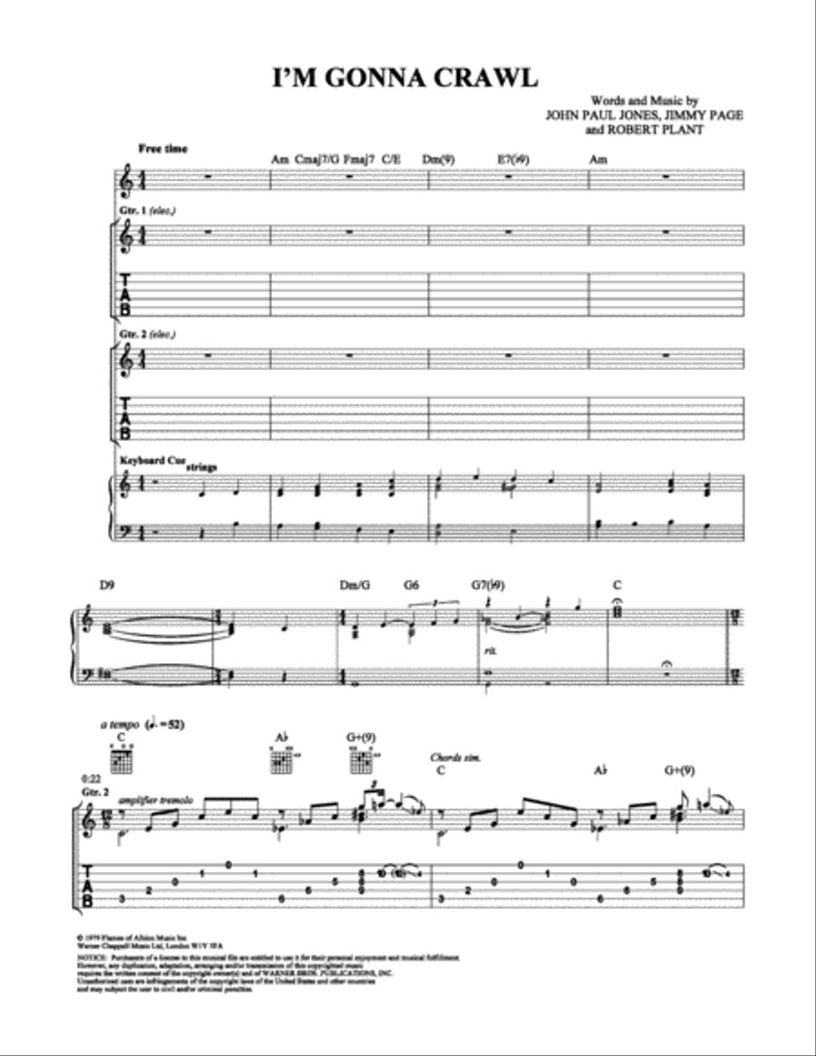 I'm Gonna Crawl I'm Gonna Crawl Electric Guitar scores gallery preview page 1
