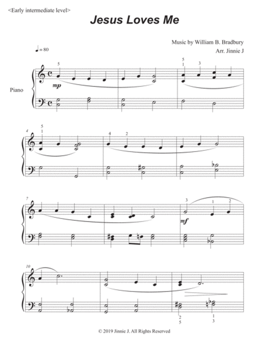 Jesus Loves Me - for piano (Early Intermediate Level) image number null