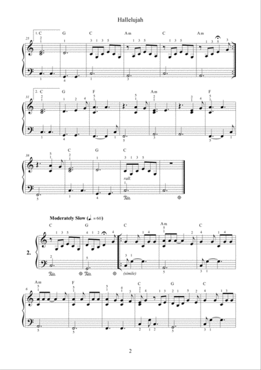 Hallelujah Easy Piano scores gallery preview page 2