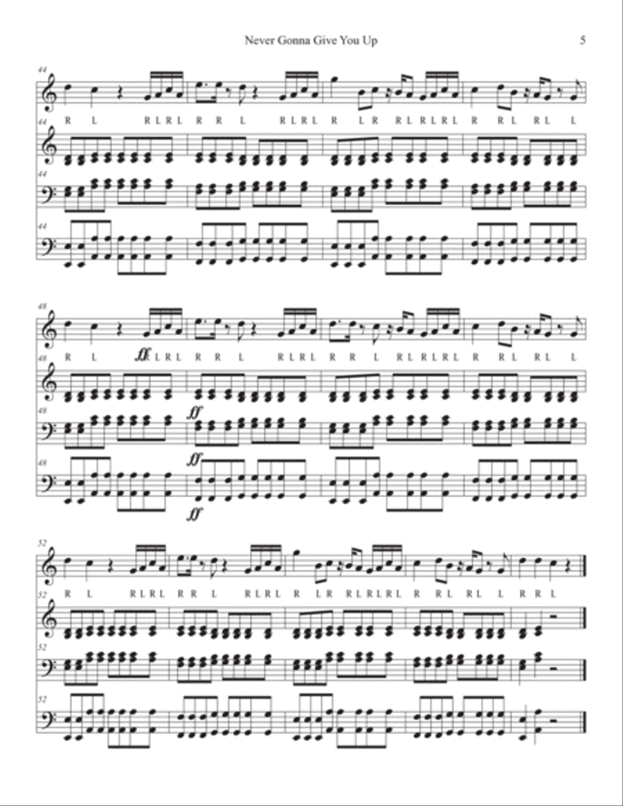 Never Gonna Give You Up Never Gonna Give You Up Marimba scores gallery preview page 5