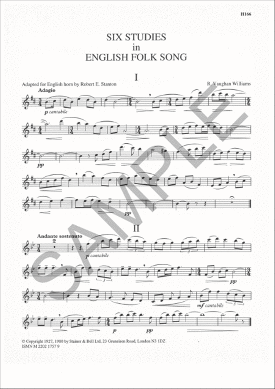 Six Studies in English Folk Song for Cor Anglais and Piano English Horn scores gallery preview page 2