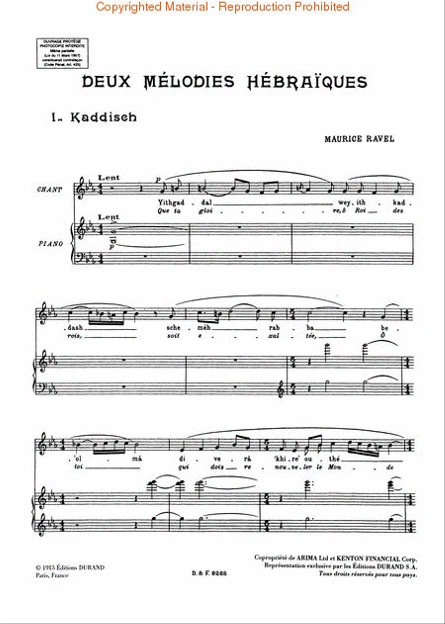 2 Mélodies Hébraïques 2 Mélodies Hébraïques Voice scores gallery preview page 2