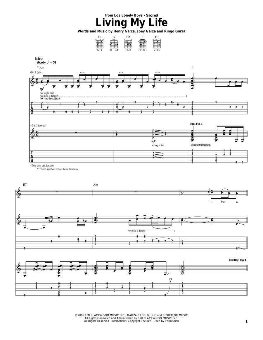 Living My Life Acoustic Guitar scores gallery preview page 1