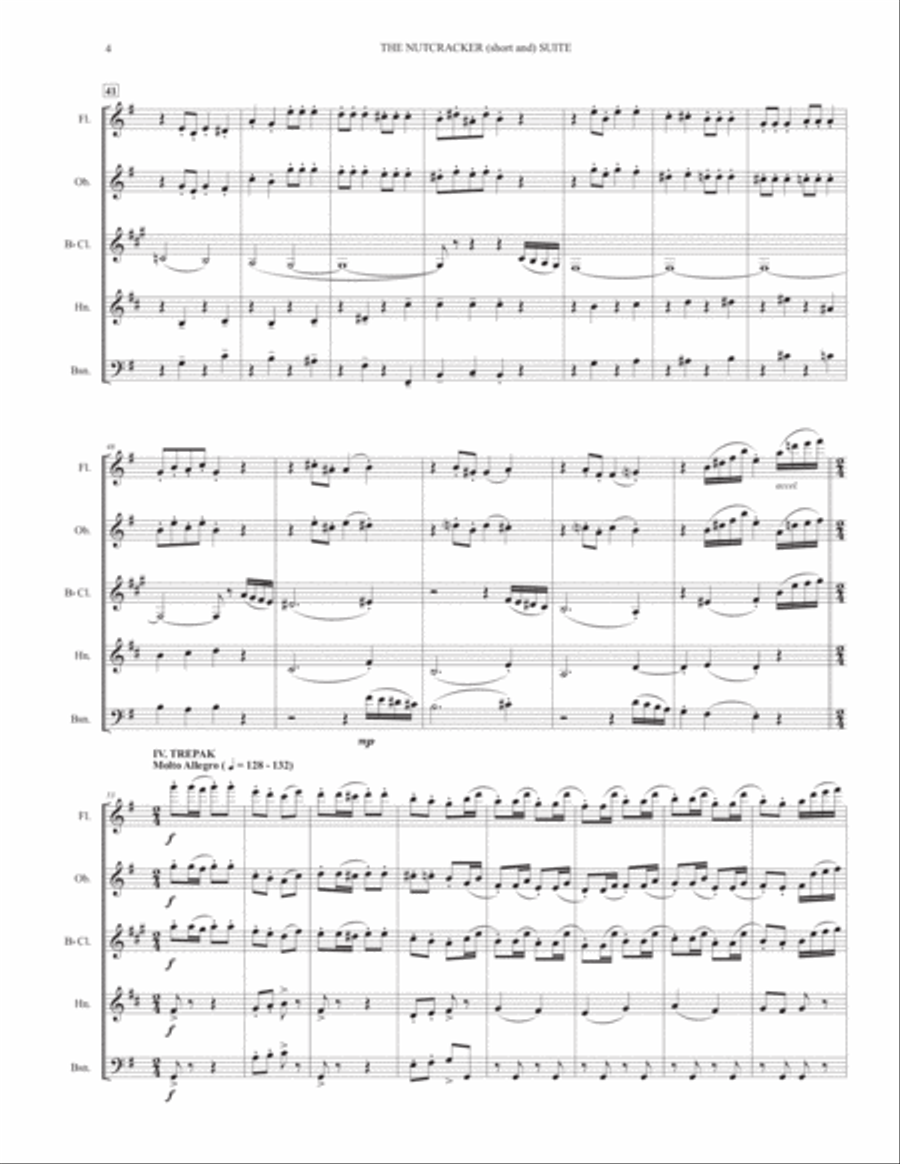 THE NUTCRACKER (short and) SUITE - for woodwind quintet Woodwind Quintet scores gallery preview page 4