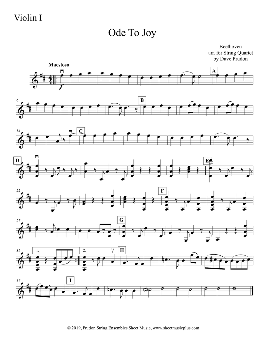 Ode To Joy for String Quartet String Quartet scores gallery preview page 4