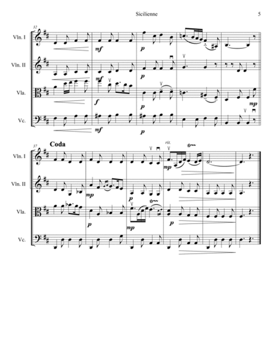 SICILIENNE, for String Quartet image number null