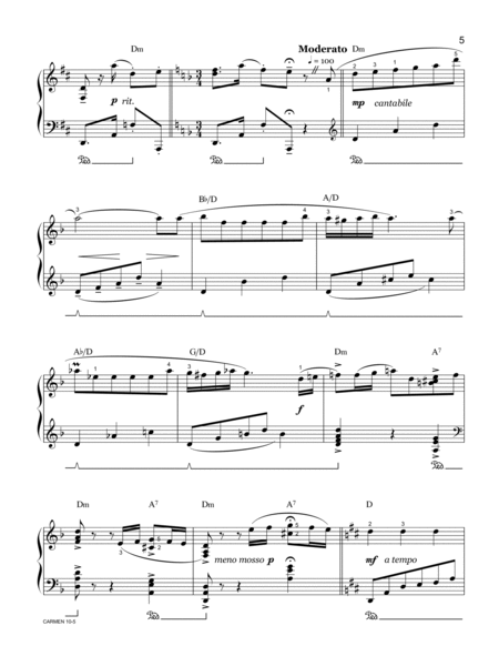 Medley From The Opera "CARMEN" Arranged for Solo Piano image number null
