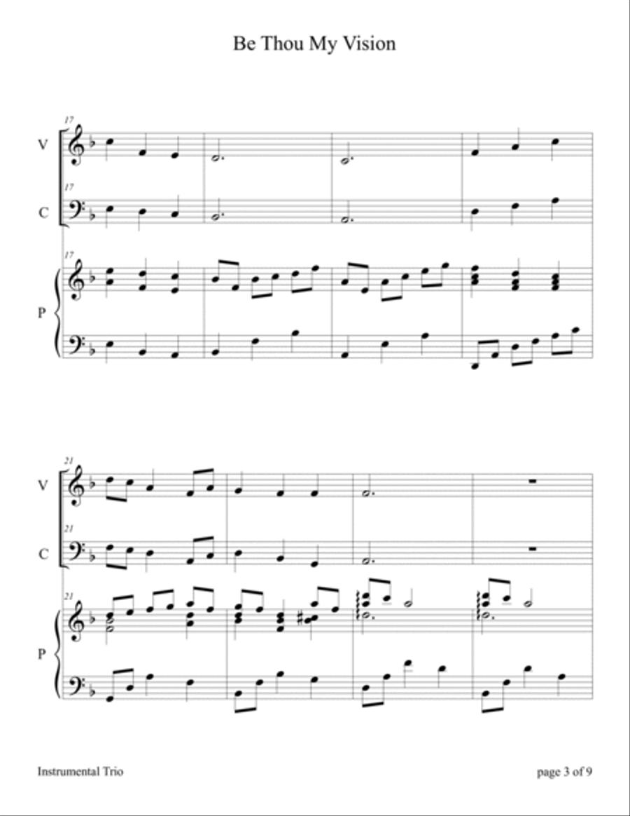 Be Thou My Vision (Violin and Cello Duet with Piano Accompaniment) Piano Trio scores gallery preview page 5