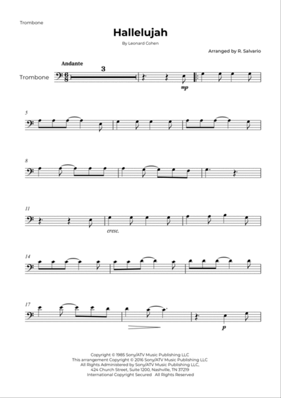 Hallelujah Hallelujah Trombone Duet scores gallery preview page 4