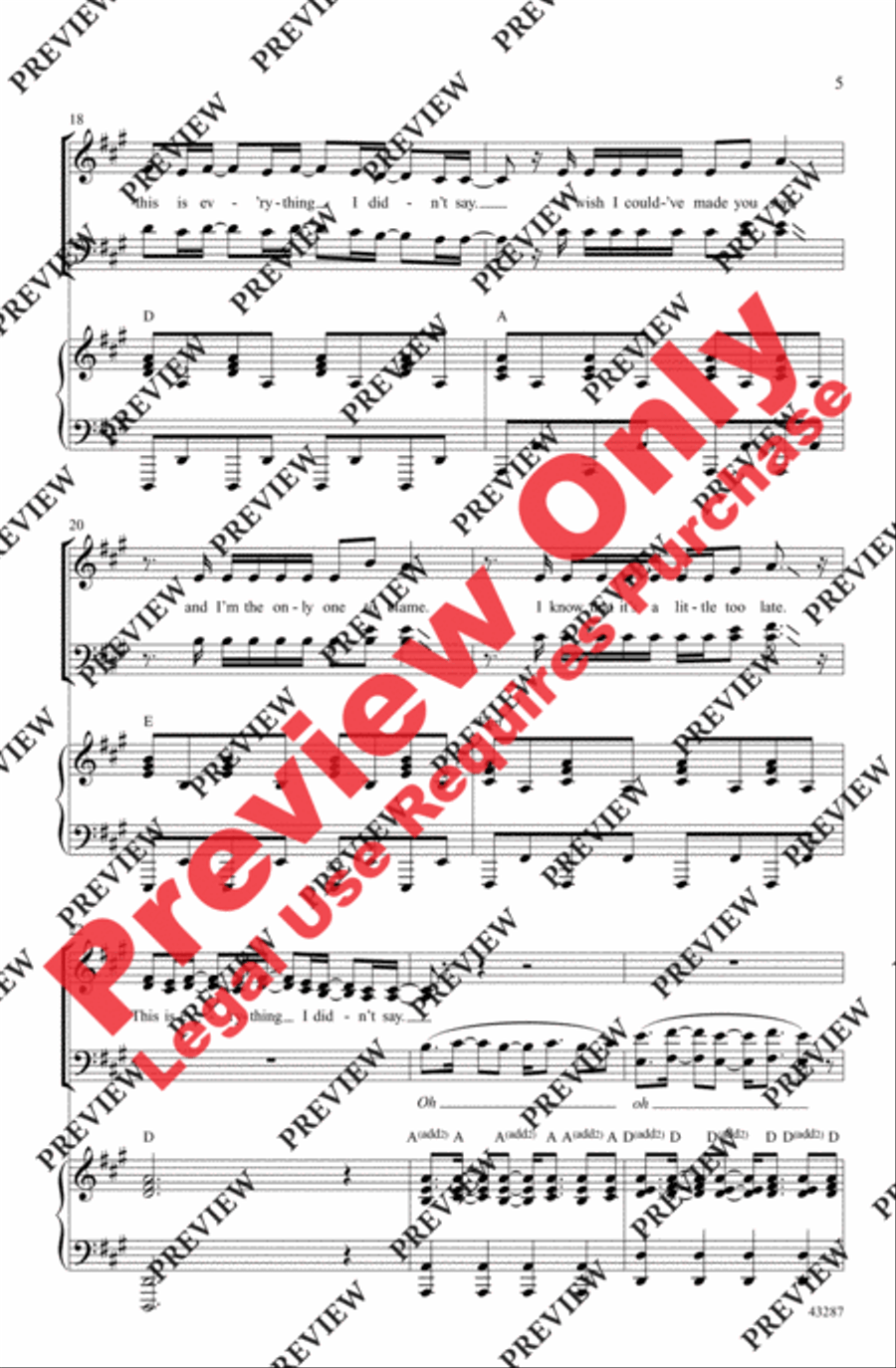 Everything I Didn't Say 4-Part scores gallery preview page 5