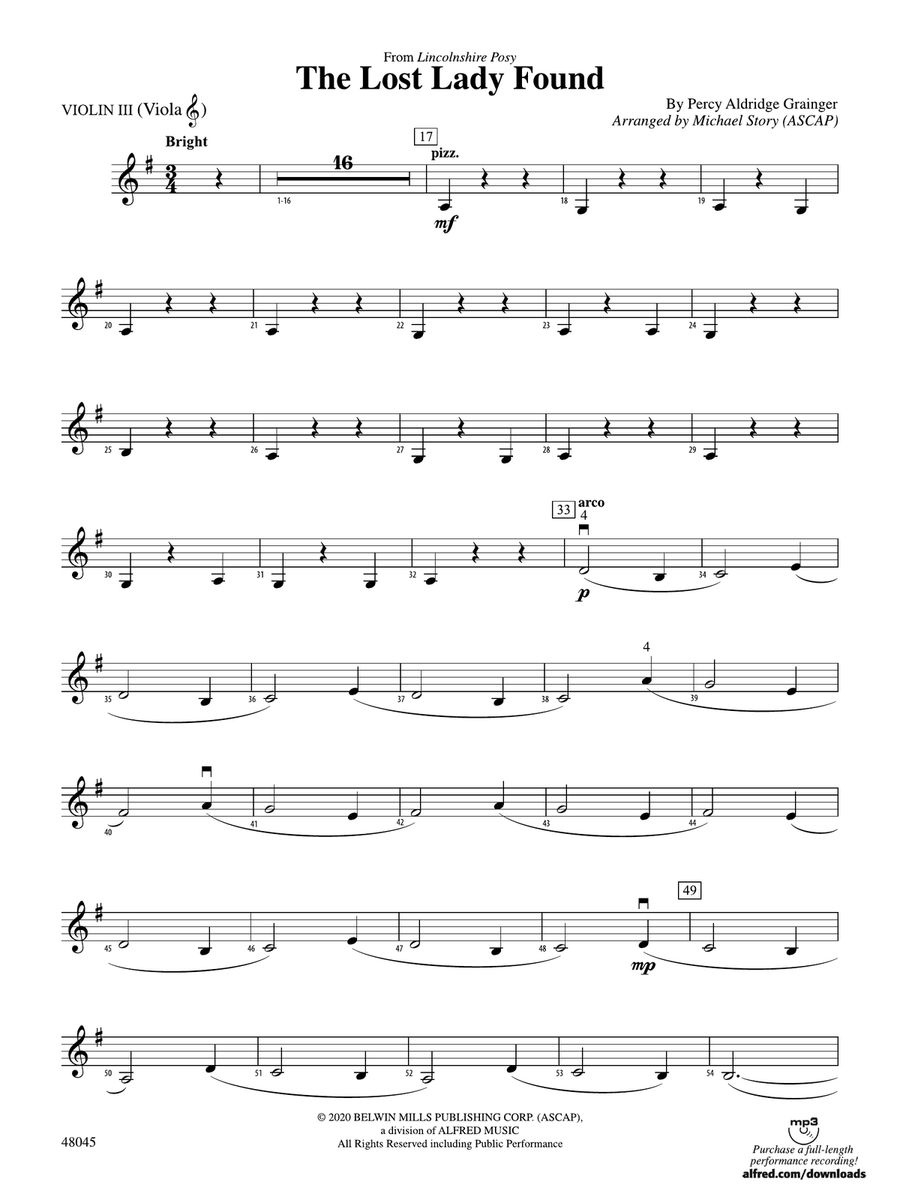 The Lost Lady Found: 3rd Violin (Viola [TC])