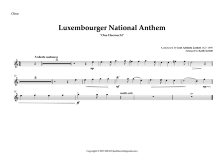 Luxembourger National Anthem for Symphony Orchestra (Keith Terrett Olympic Anthem Series) image number null