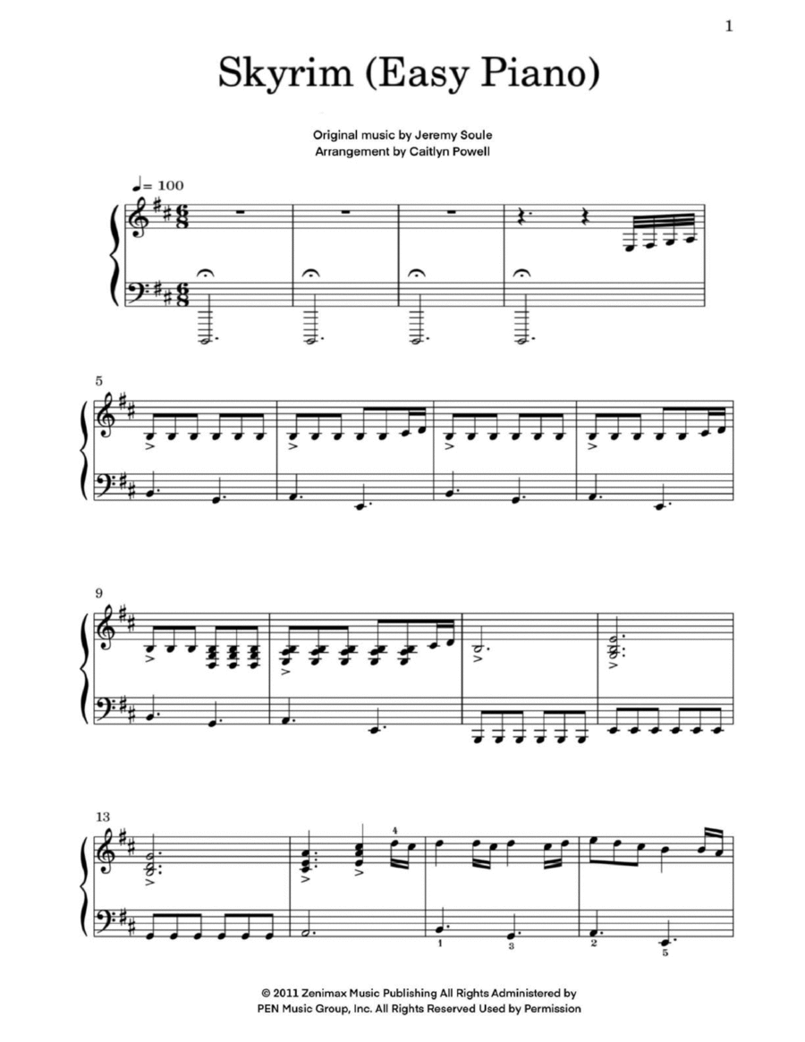 Dragonborn (skyrim Theme) Piano Solo scores gallery preview page 1
