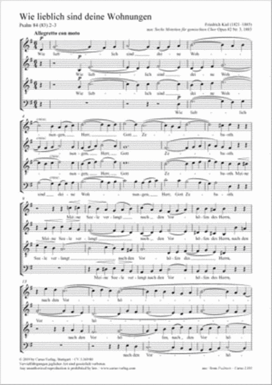 How beautiful is thy dwelling place (Wie lieblich sind deine Wohnungen) 4-Part scores gallery preview page 1