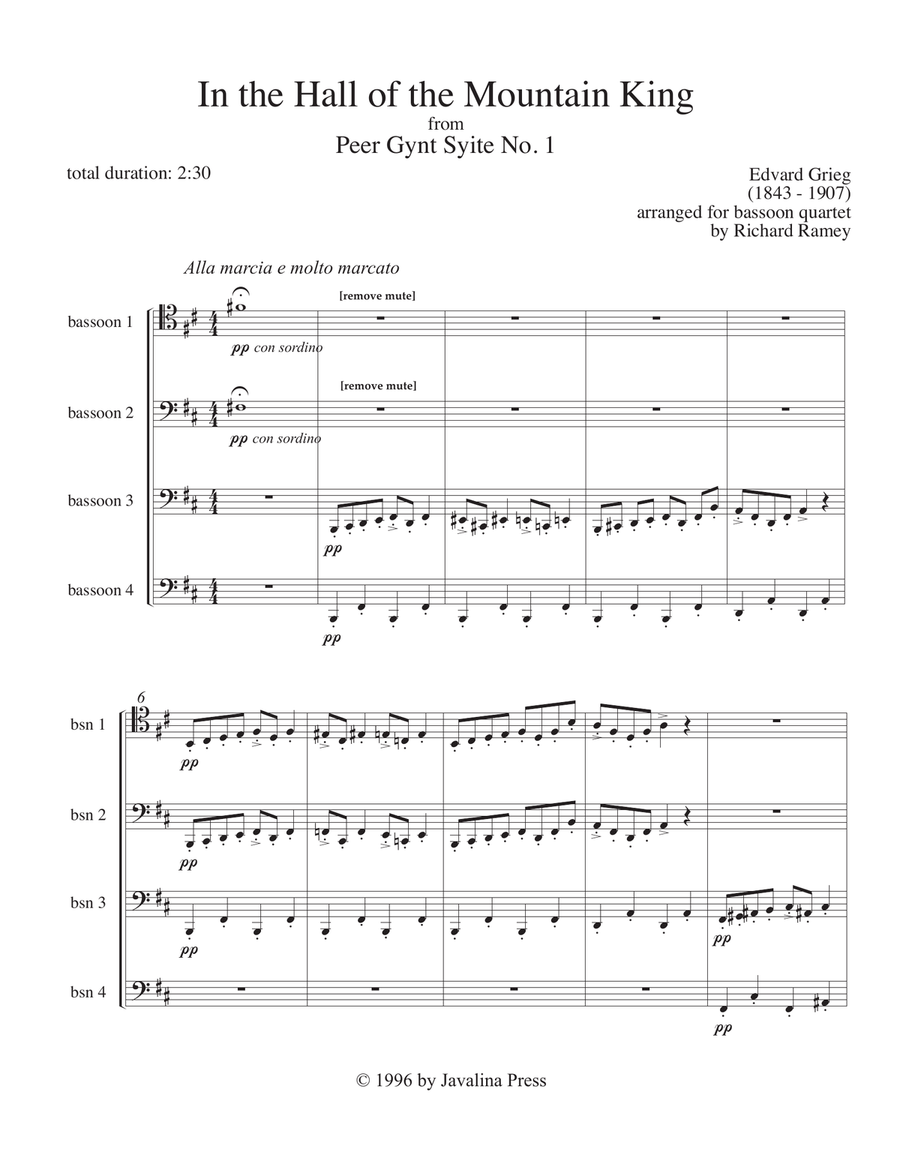 In the Hall of the Mountain King Woodwind Quartet scores gallery preview page 1