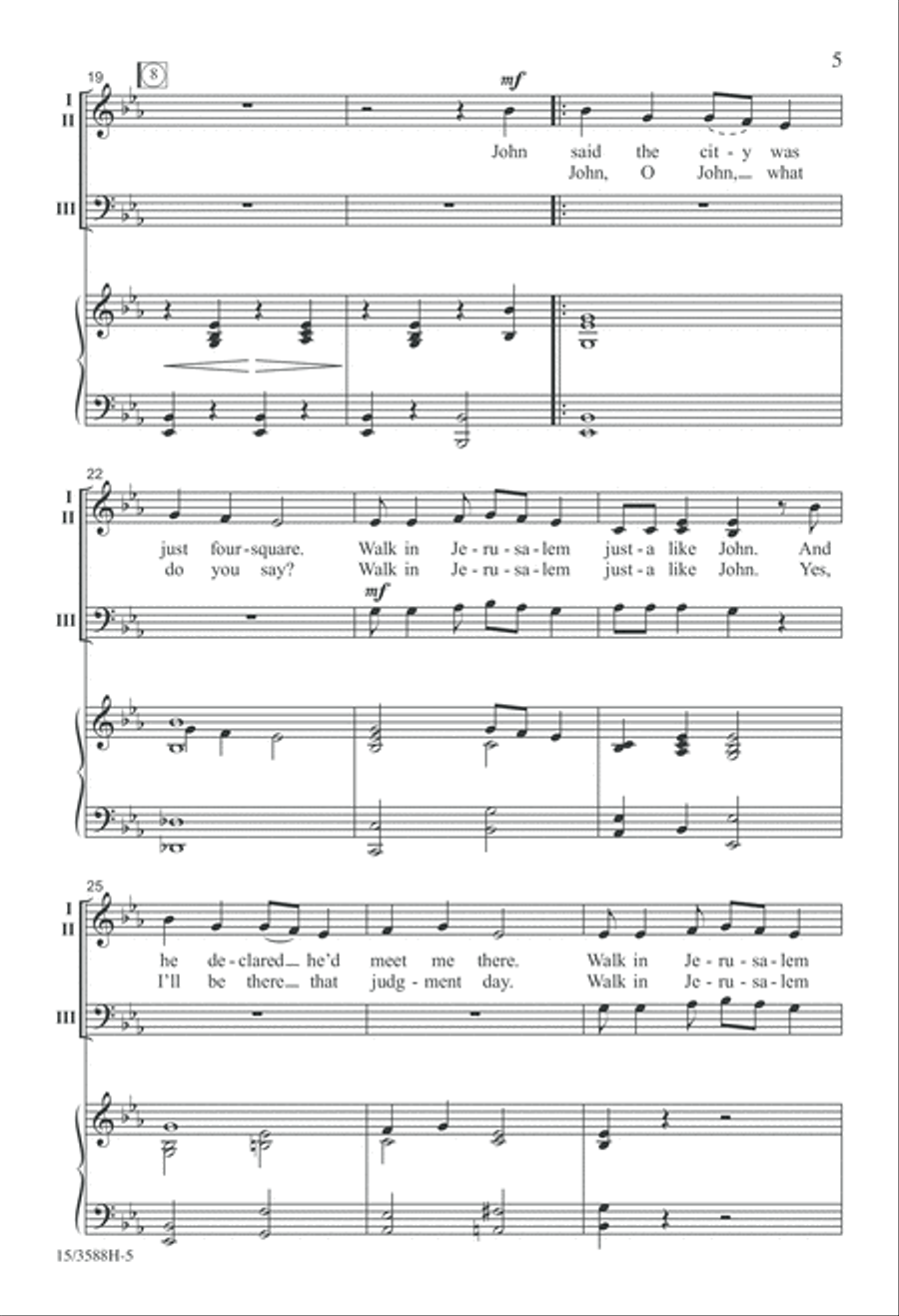 Walk in Jerusalem Just-a Like John 3-Part scores gallery preview page 5