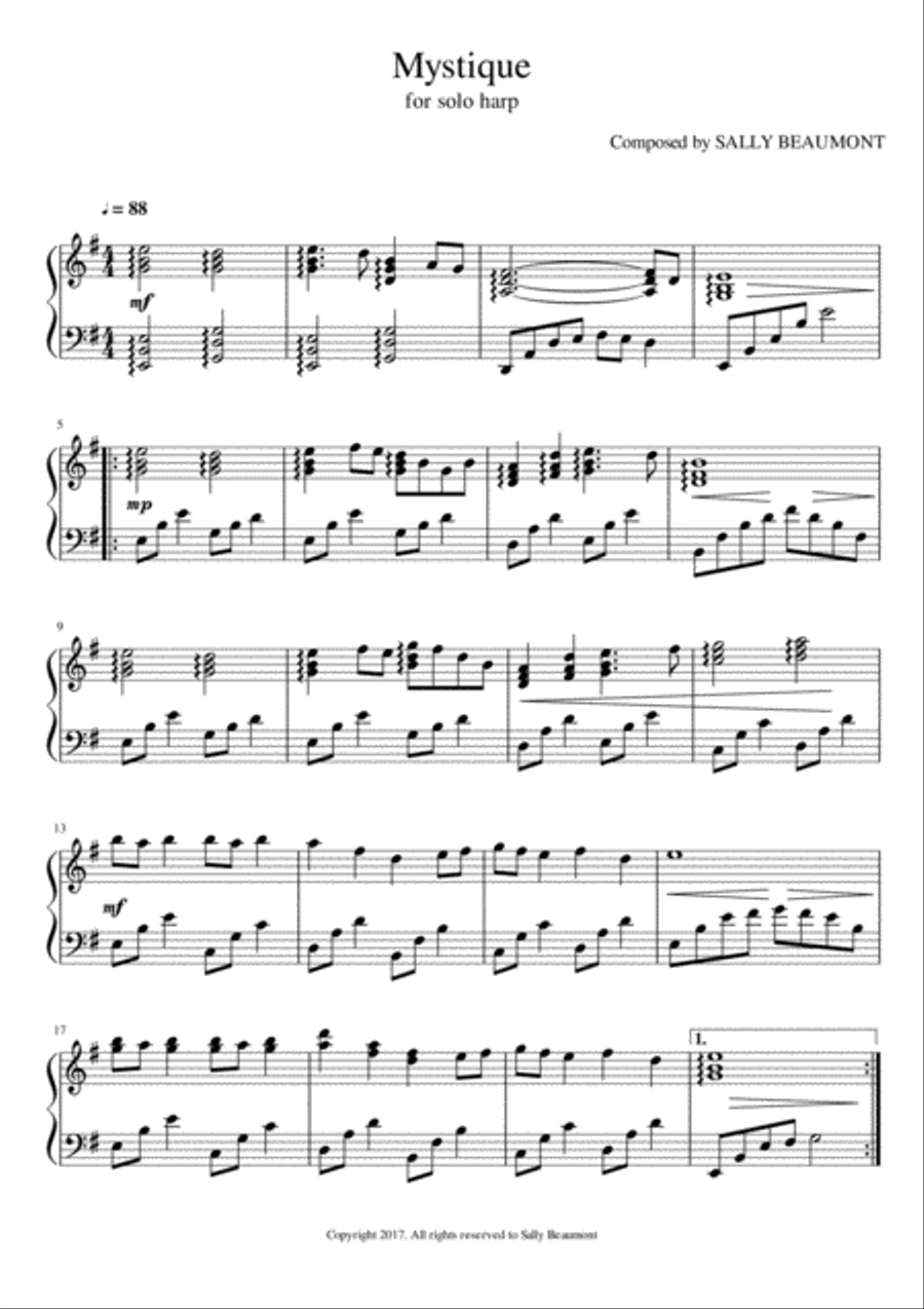 Mystique - Harp Solo Harp scores gallery preview page 1