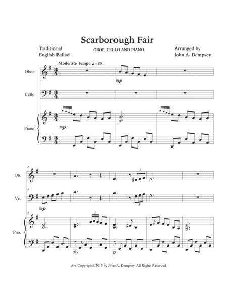 Scarborough Fair (Trio for Oboe, Cello and Piano) image number null