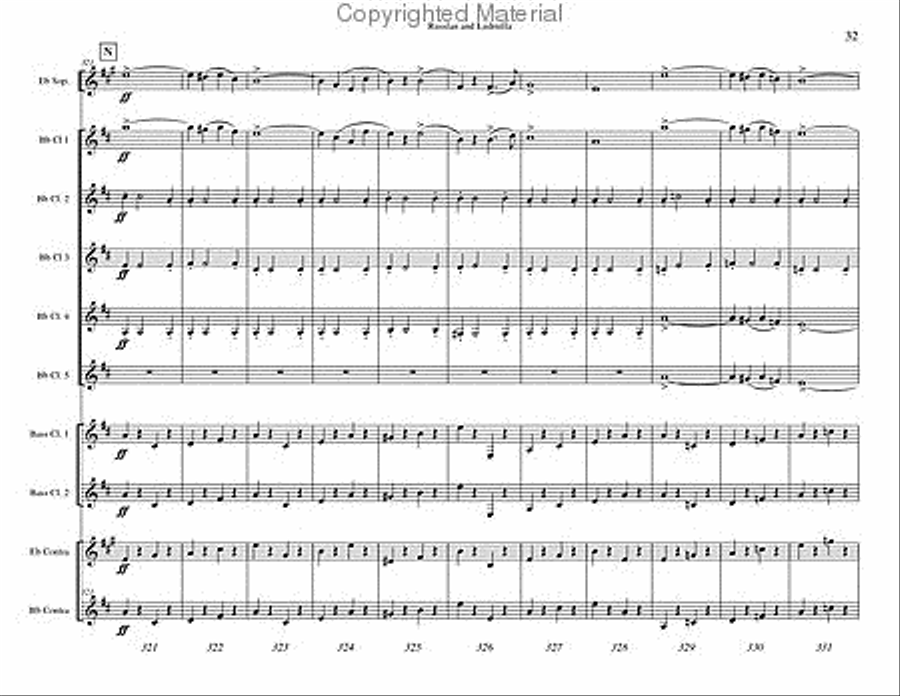 Russlan and Ludmilla Overture Clarinet Choir scores gallery preview page 33